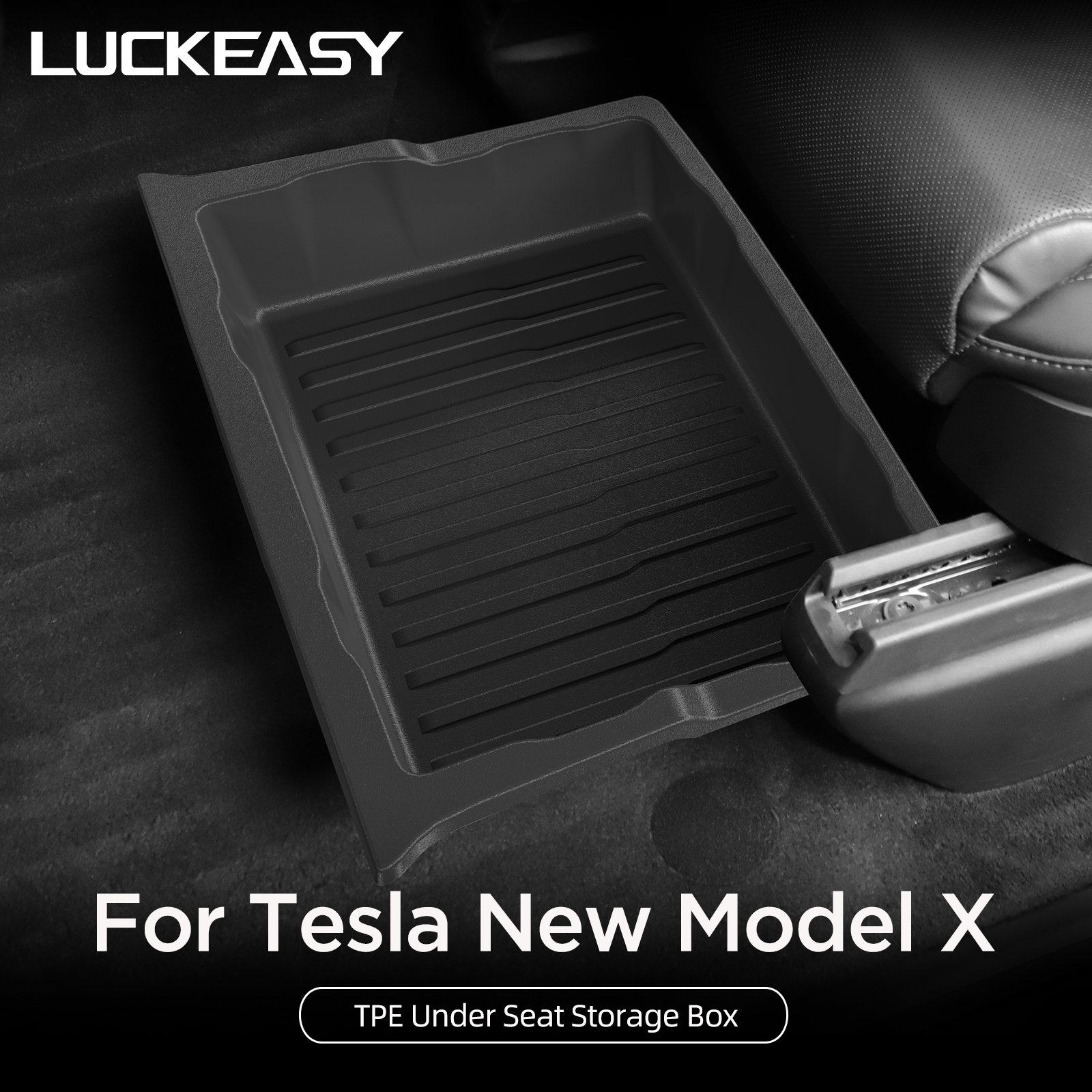 LUCKEASY for Tesla Model X 2023-2026 Under Seat Storage Box Car Interior Accessories Drawer Type Storage Organizer Lower Case