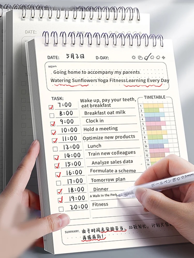 1 PC Planner Agenda SPIRAL A5 โน้ตบุ๊คตาราง Daily Plan To Do List Notepad 160 หน้าหนาอุปกรณ์สํานักงานเครื่องเขียนโรงเรียน
