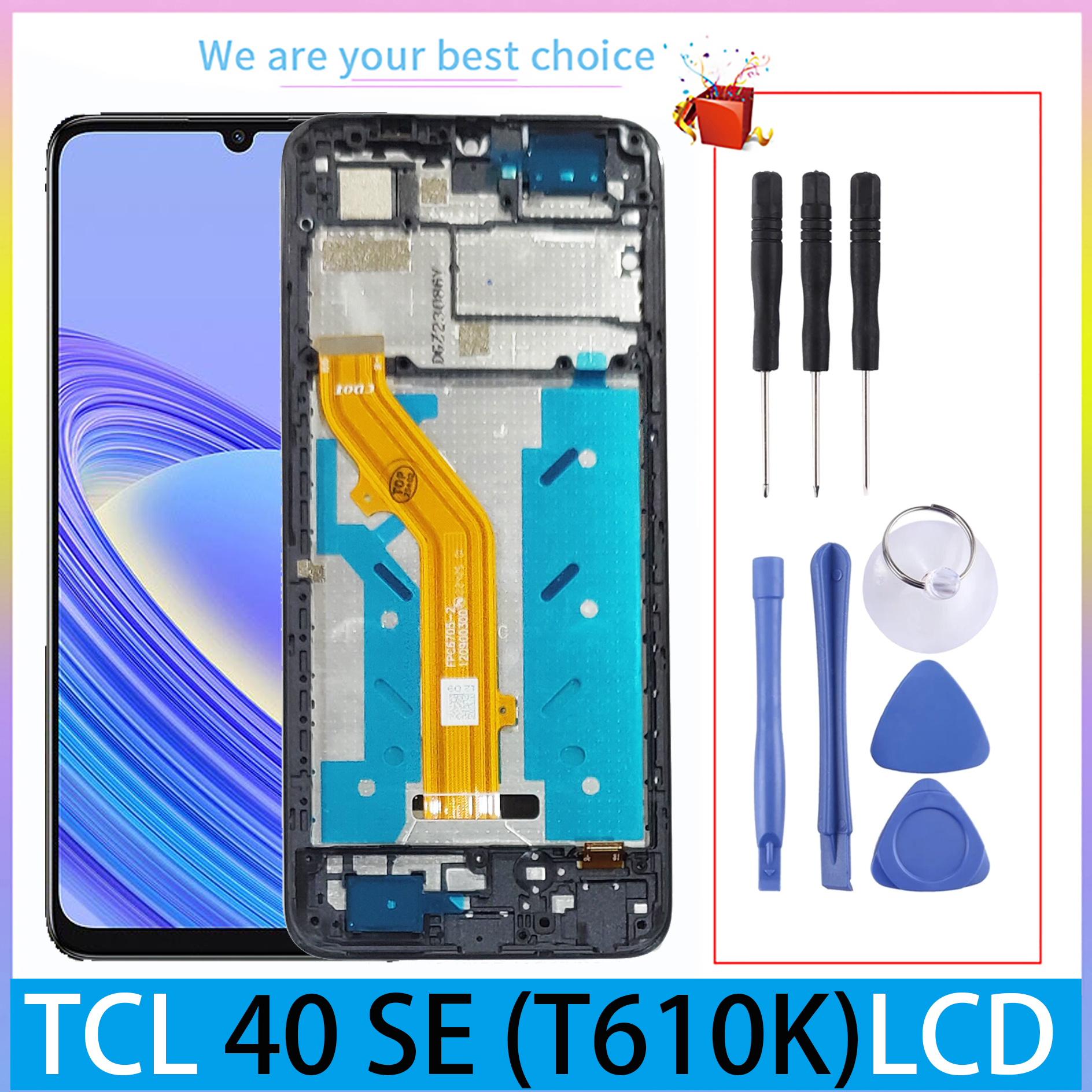 6,75 "для TCL 40 SE ЖК-дисплей с рамкой, сенсорный экран T610K, запасные части для дигитайзера панели
