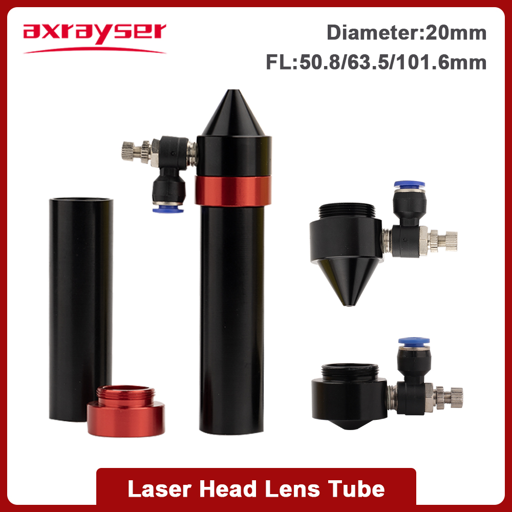 CO2-Laserkopf-Linsenrohr, Außendurchmesser 25 mm, Luftdüse, Durchmesser 20 FL, 38,1/50,8/63,5/101,6 mm, für CO2-Lasergravurmaschine