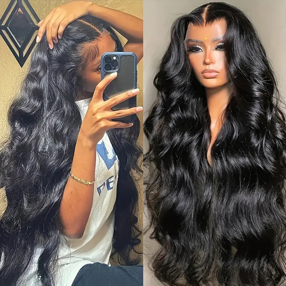 Peruca Frontal de Renda HD Transparente 13x6 com Ondas Corporais, 30-40 Polegadas, Peruca Frontal de Renda HD 14x6, Perucas 100% Cabelo Humano Pré-Alongadas, Perucas Onduladas Naturais para Mulheres Negras