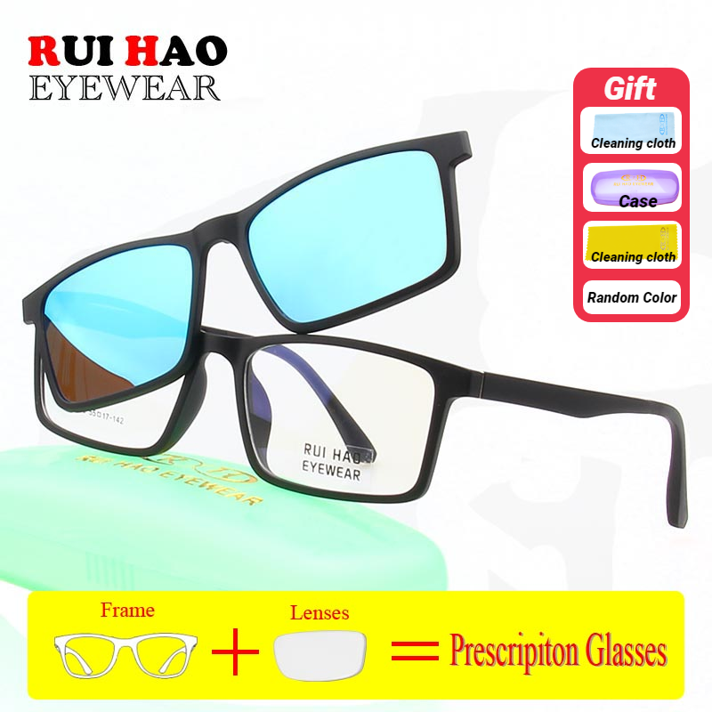 Customize Prescription Glasses Myopia Eyeglasses Resin Lenses Spectacles Glasses Frame Optical Sunglasses Clip on Polarized