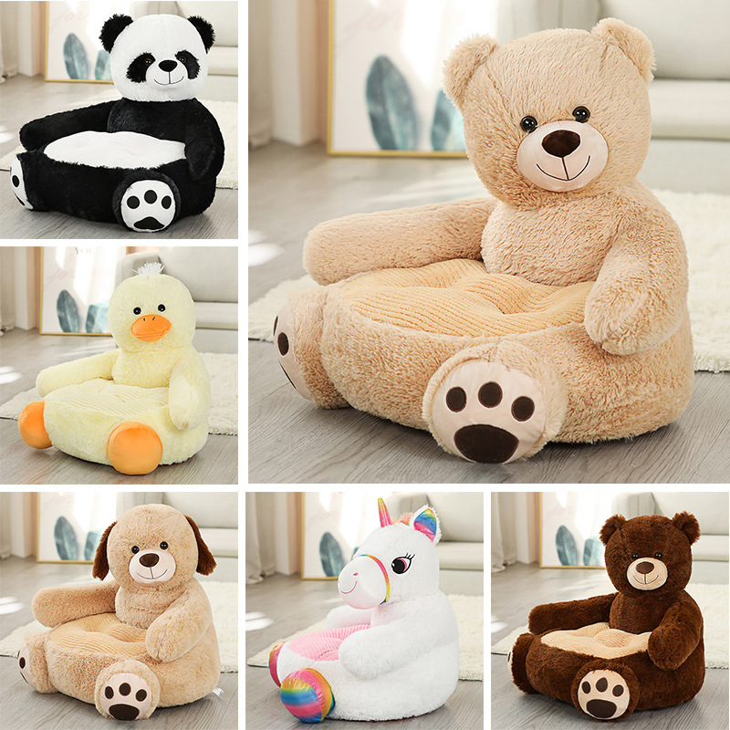 Sofá Capa Cartoon Children Plush Seat Sofá Confortável Animal Panda Cadeira Portátil Do Bebê Sofá Presente Crianças Sem Interior