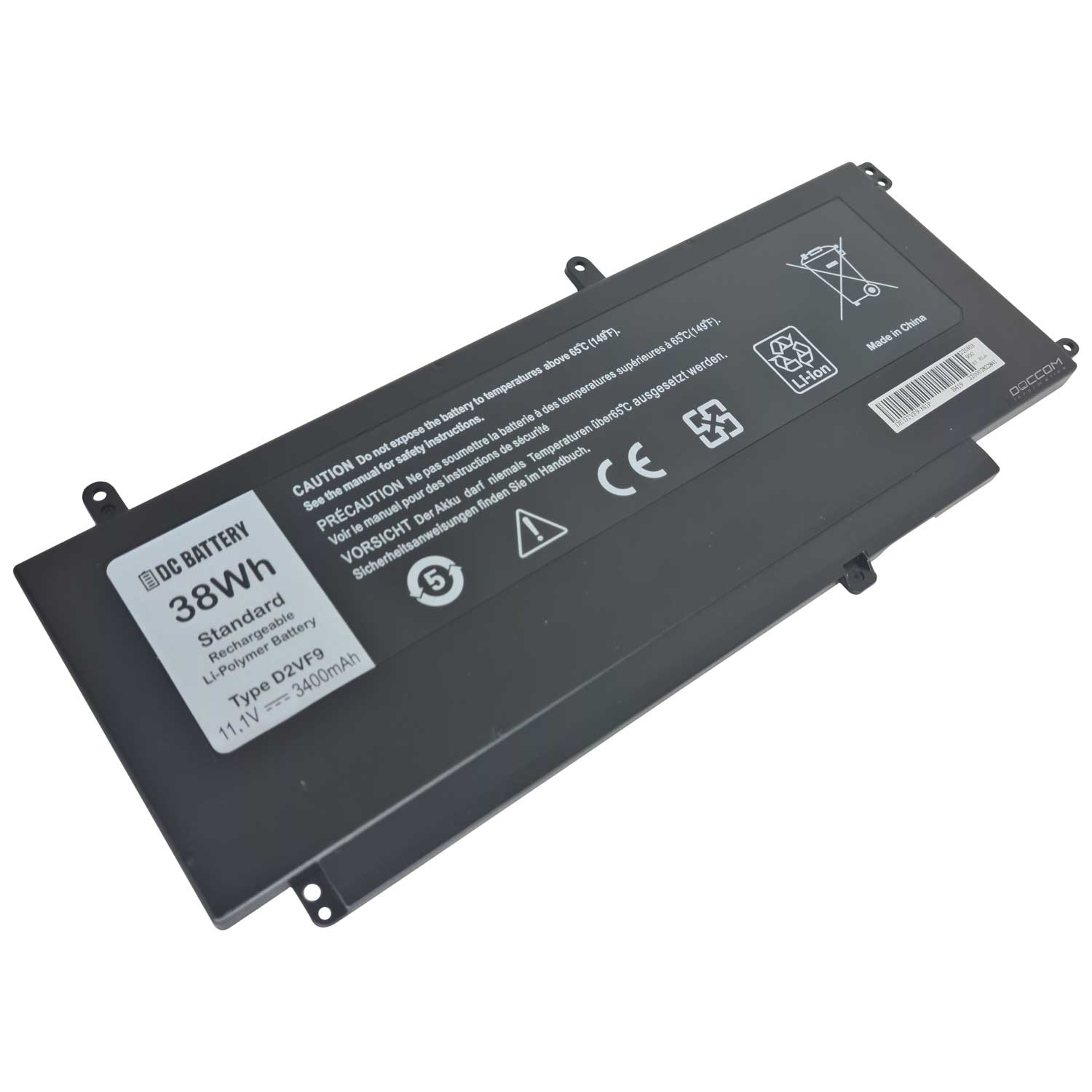 Batterie compatible pour ordinateur portable Dell Inspiron 15 7547 N7547 7548 N7548 D2VF9 Tystro 14 5459 - 3400mAh 38Wh 11.1V