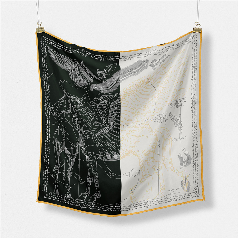 53cm Pegasus damski szalik projekt luksusowa marka jedwabny szalik modne włosy kwadratowy szalik hidżab apaszka dla pań chustka