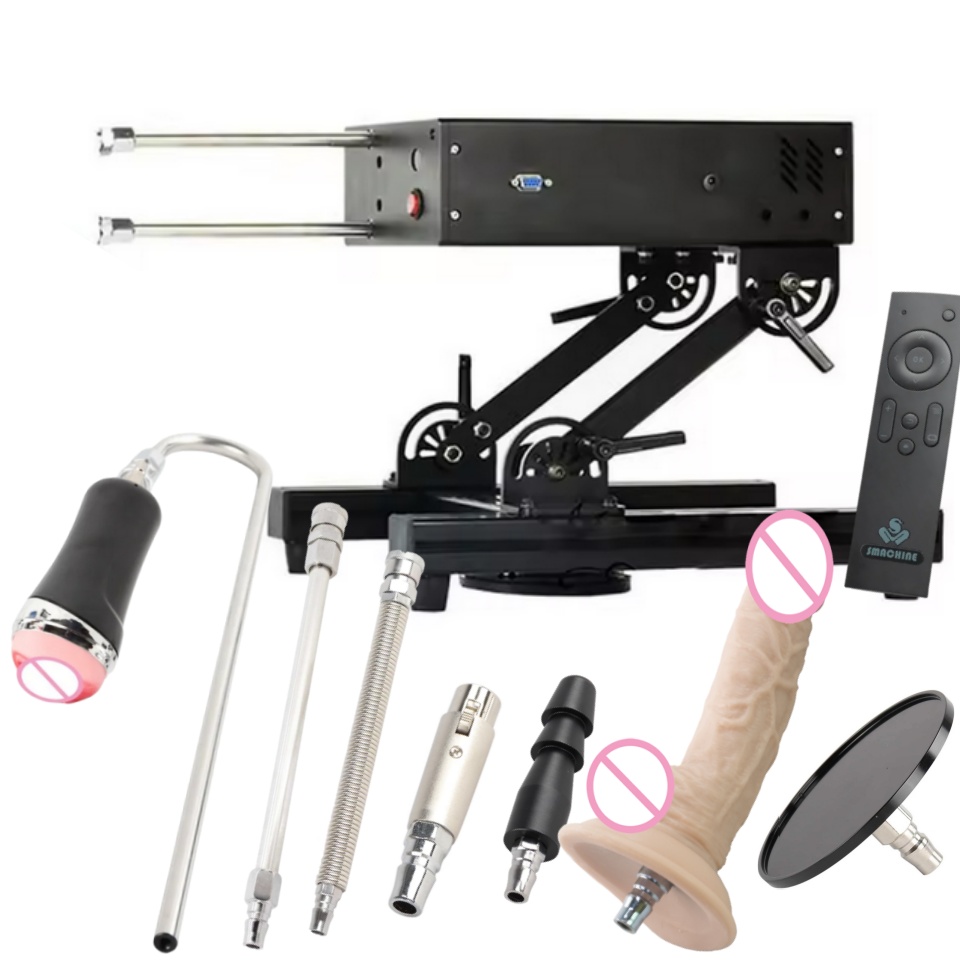 Máquina sexual poderosa FREDORCH 200W com dildos para uso simultâneo por homens e mulheres, movimentos de 1-15cm, produto sexual adulto.
