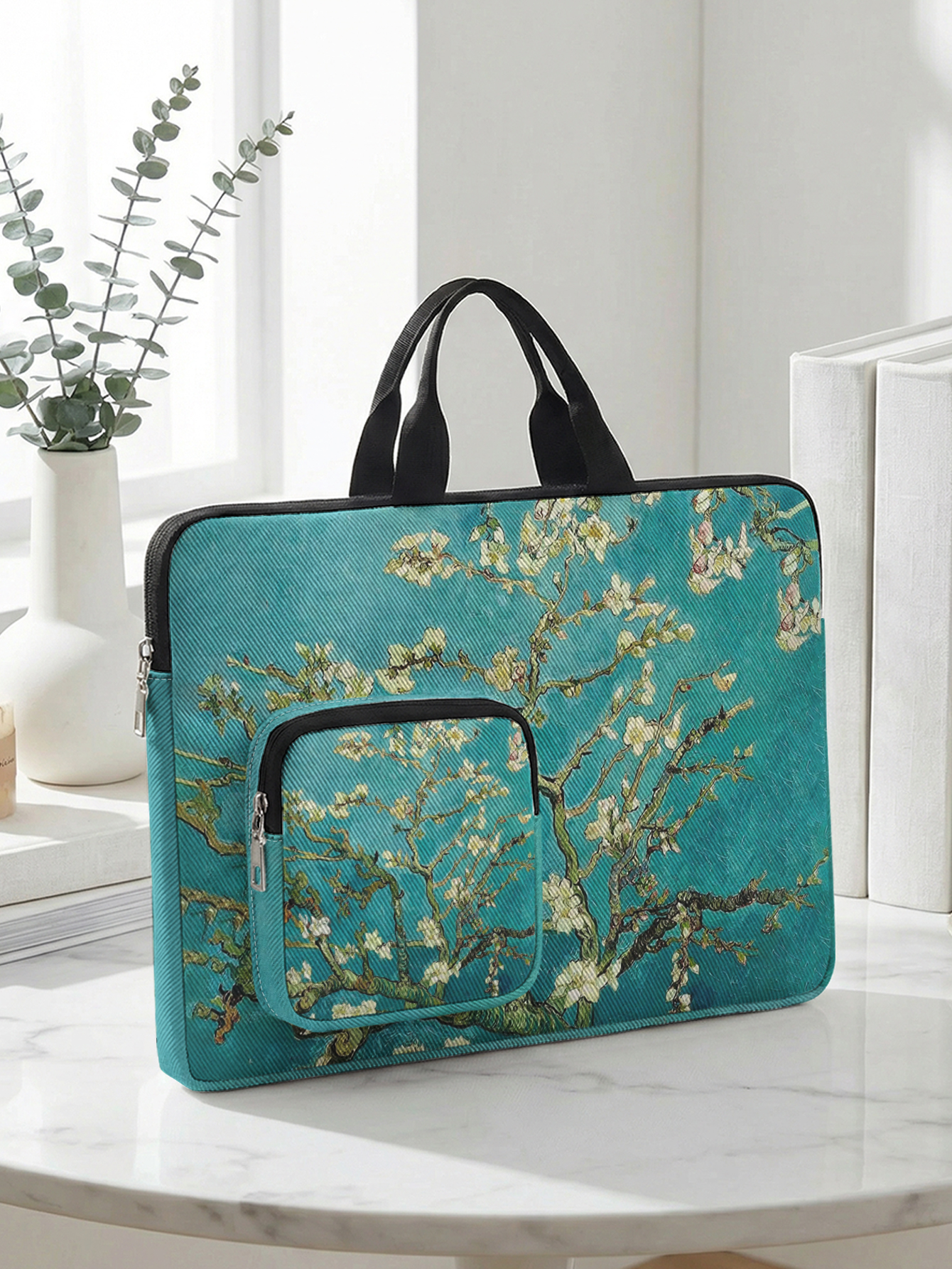 Almond Blossom Van Gogh Painting Laptop Handbag With Extra Pocket Shockproof Notebook Case For 13-15.6 Inch Laptops