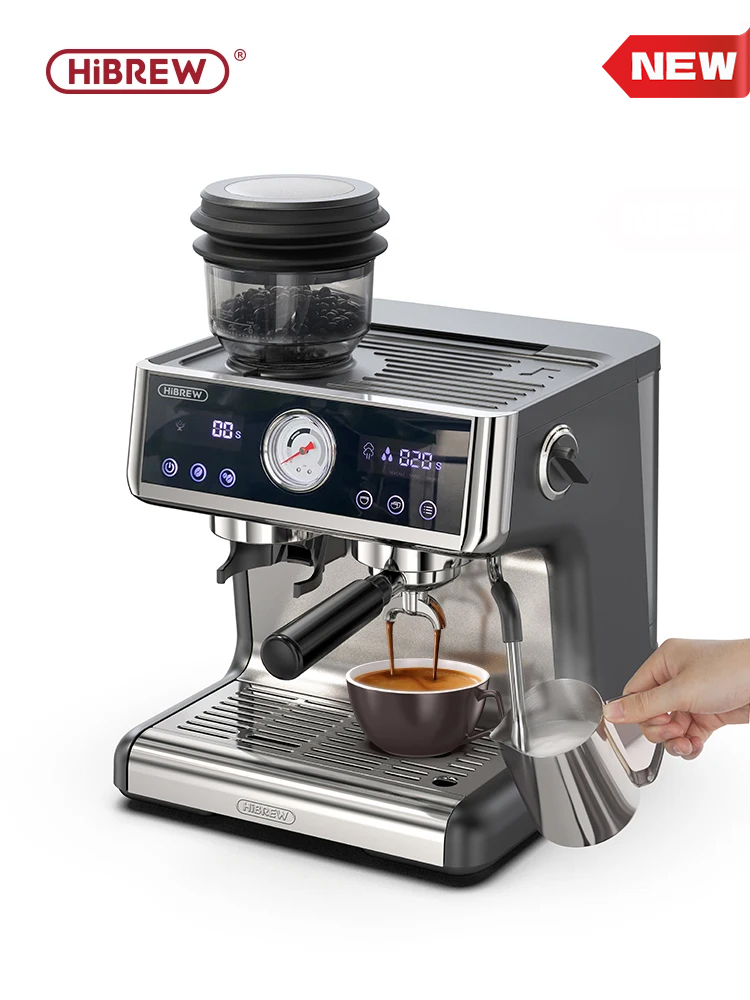 HiBREW Sistema de Caldeira Dupla Barista Pro 20Bar Feijão para Espresso Cafetera Máquina de Café com Kit Completo para Café Hotel Restaurante H7A