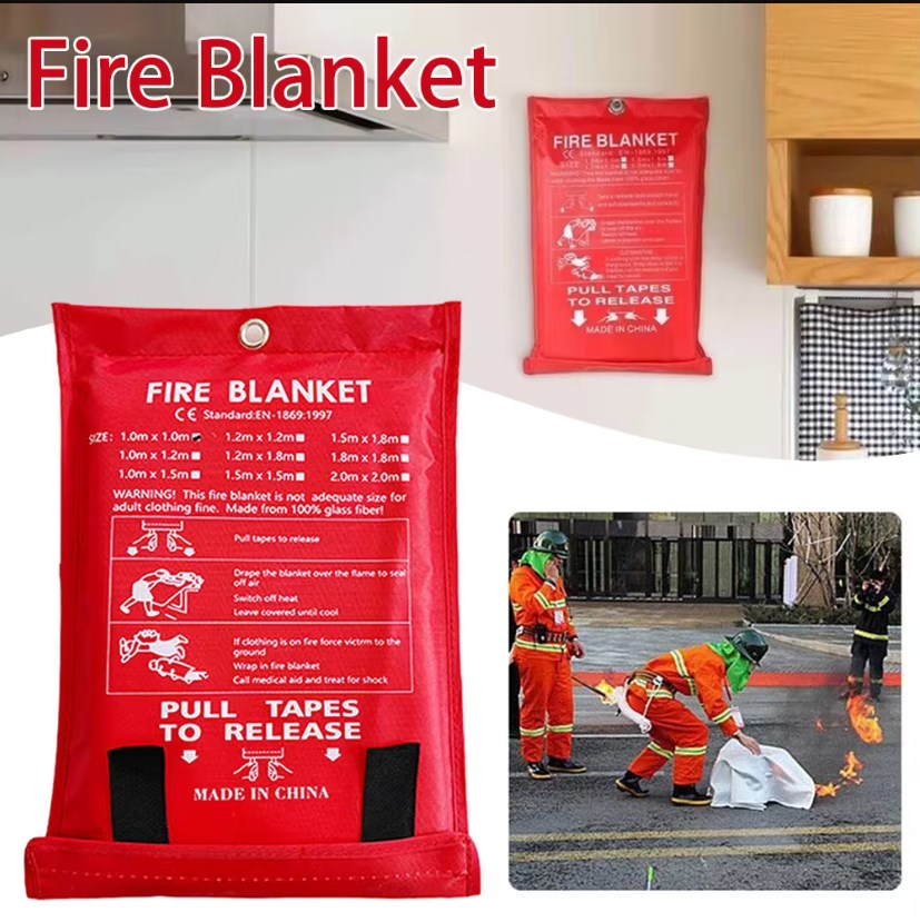 1.2m Portable Fire Blanket Fire Flame Retardant Emergency Survival Fire Shelter Safety Cover Reusable Extinguisher Fireproof Mat