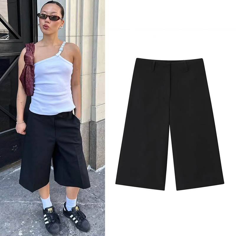 Damen Freizeitshorts – Neu Sommer 2026 – Schwarze Cropped-Shorts – Modische, vielseitige Pendler-Shorts mit Persönlichkeit für Damen