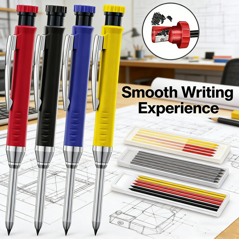 Ensemble de crayons mécaniques pour le travail du bois, marquage et dessin de trous profonds, mine fiable et durable de 2,8 mm, pour charpentiers et ingénieurs