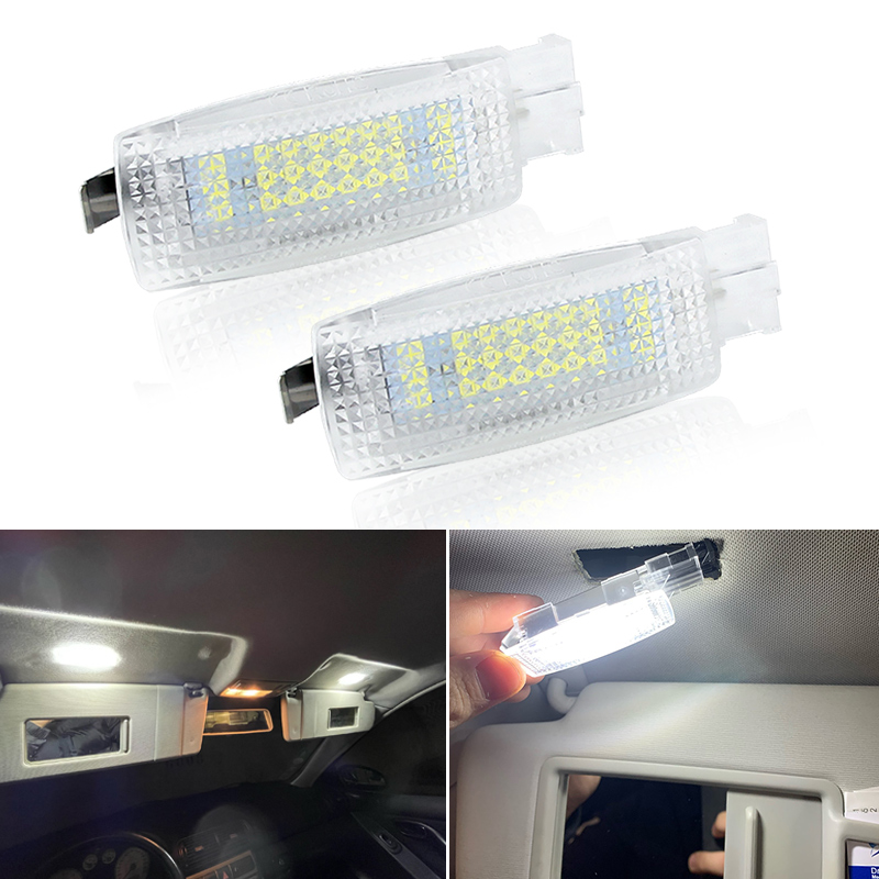 2 Buah Lampu Baca Lampu Cermin Rias Pelindung Matahari 18LED untuk VW Golf 4 5 6 7 Passat B6 B7 CC Jetta Polo EOS MK6 TIGUAN TOURAN