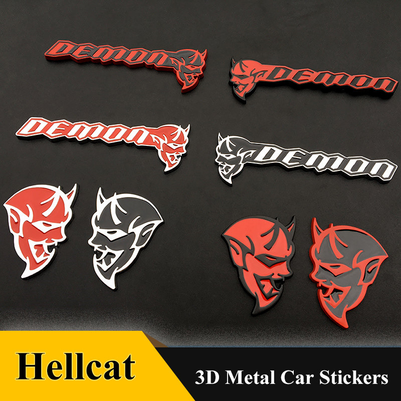 Emblema Metálico Hellcat SRT Demon para Carro, Adesivo para Grade Dianteira, Para-lama e Porta, para Dodge Challenger Charger SRT GT, Acessório de Estilo Automotivo