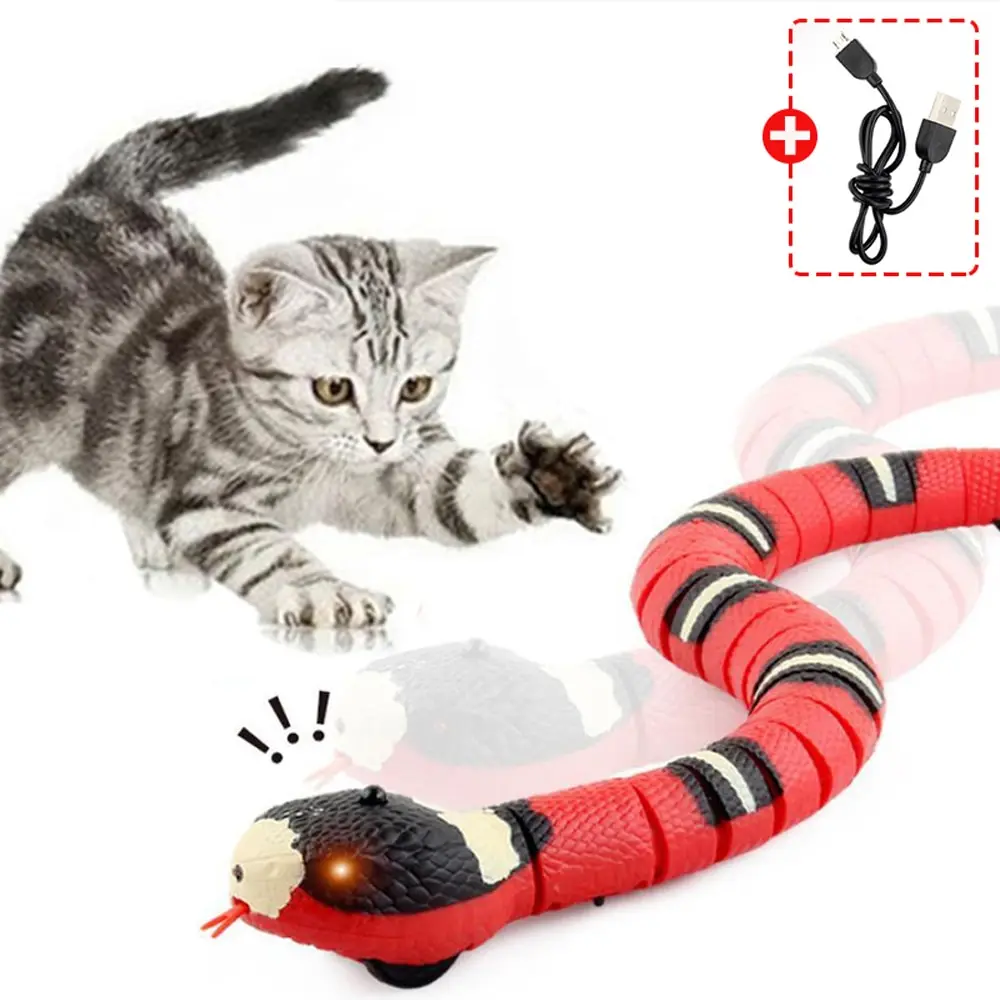 スマートセンシング猫のおもちゃインタラクティブ自動電子ヘビ猫じゃらし屋内遊び子猫のおもちゃ USB 充電式猫子猫用