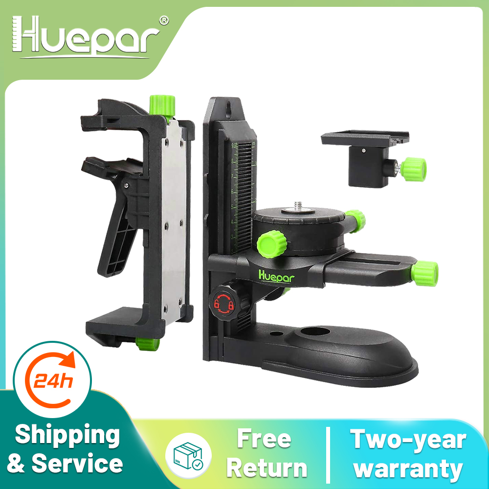 Huepar Support de Réglage Fin Adaptateur Fenêtre de Niveau Laser Base Pivotant Magnétique Multifonctionnel avec Pince Réglable 360 ° Outil Réglable