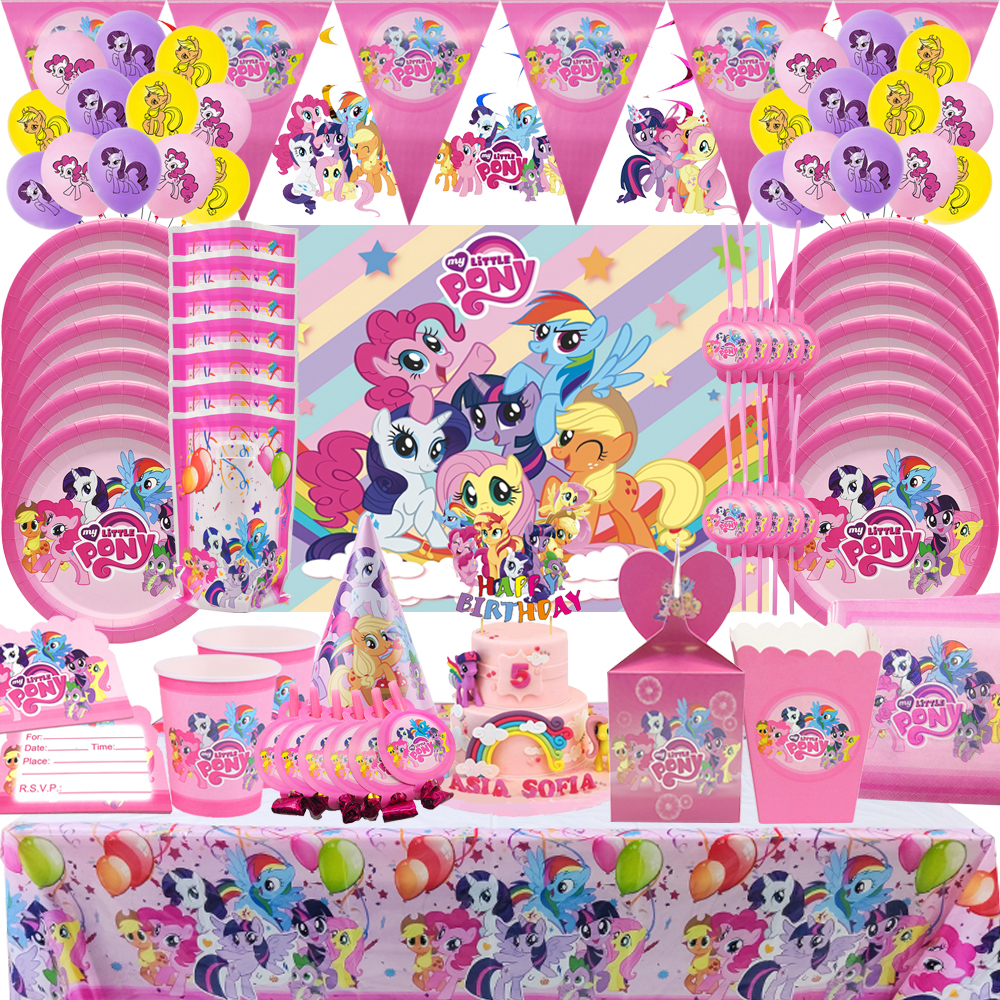Ballon en latex petit poney de dessin animé rose, décoration de fête d'anniversaire, gril de table, fête préChristophe, cadeau de bricolage pour enfants, fille