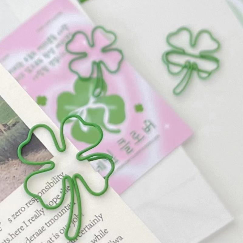 50 Uds. Clips de papel de trébol de cuatro hojas verdes decoración de álbum de recortes Clip de carpeta Mini marcapáginas de Metal accesorios de escritorio de oficina