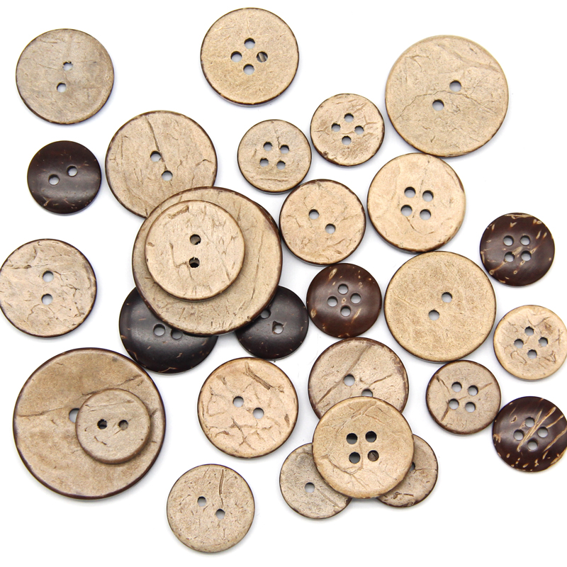 Boutons en bois de coquille de noix de coco naturel et écologique pour vêtements, 2/4 trous, boutons décoratifs en bois pour Scrapbook pour enfants, vente en gros