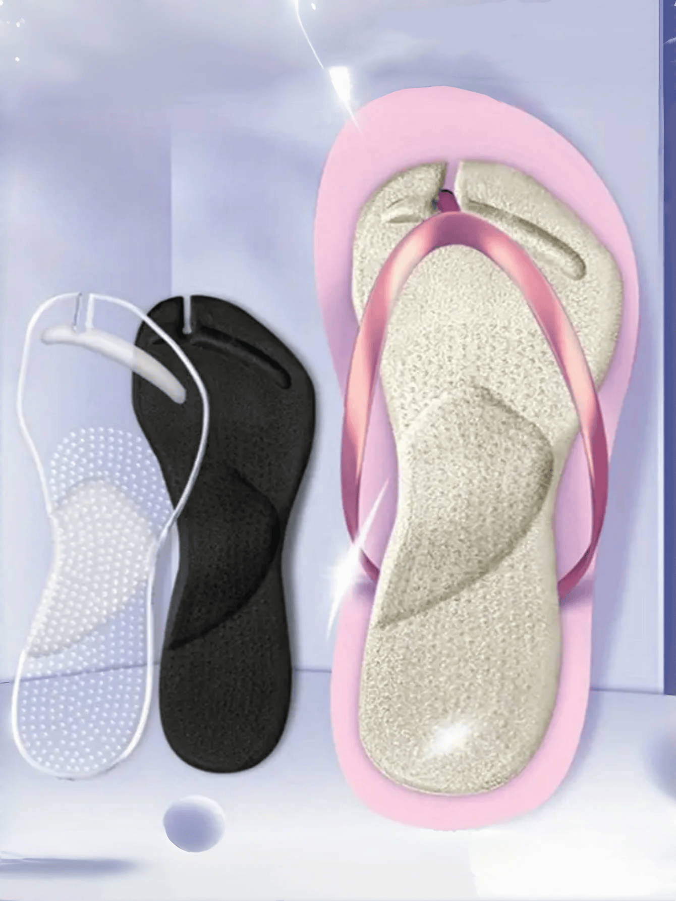 1 par de almofada de gel de flip flop macio, para sandálias de verão forro palmilhas protetoras sapatos almofadas antiderrapantes