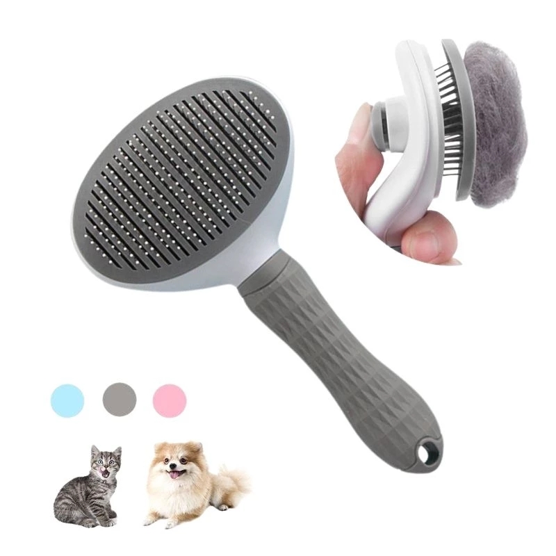 Pente para animais de estimação, agulha de aço inoxidável, escova de limpeza para cães e gatos, remoção de pelos flutuante, beleza, cuidados com a pele