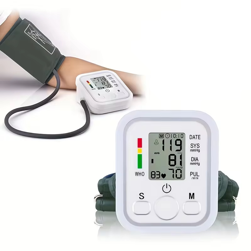 Tensiomètre numérique automatique ARM, sphygmomanomètre, tonomètre, tensiomètre, fréquence cardiaque, pouls, moniteur BP, voix