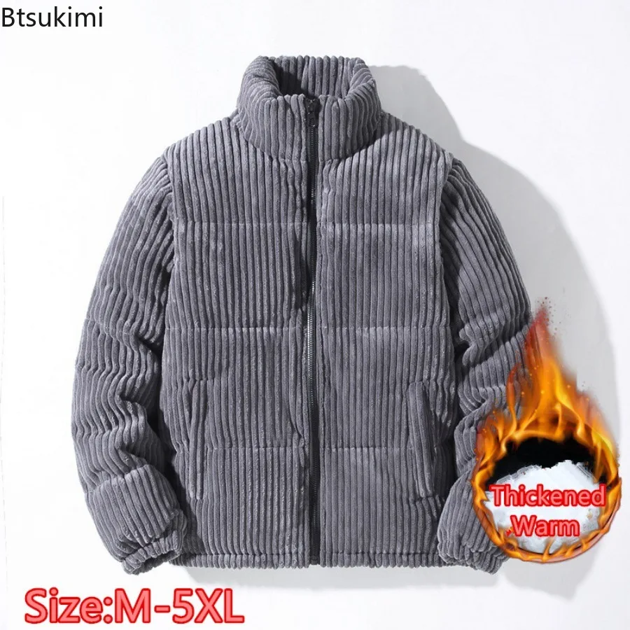 Novo parkas de veludo masculino engrossar quente algodão-acolchoado jaquetas moda gola sólida zíper casacos casuais homem inverno outerwear