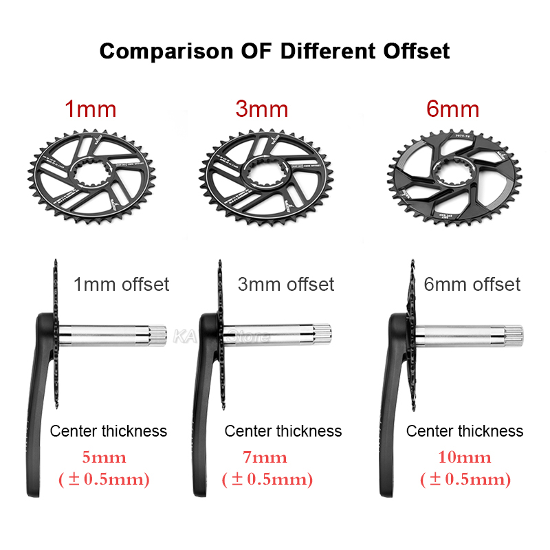 WUZEI MTB 3 baut Chainring 30T 32T 34T 36T 38T 40T 42T Offset 1mm/3mm/6mm CNC Sprocket Untuk Sram 11/12S NX XX XO GX GXP11