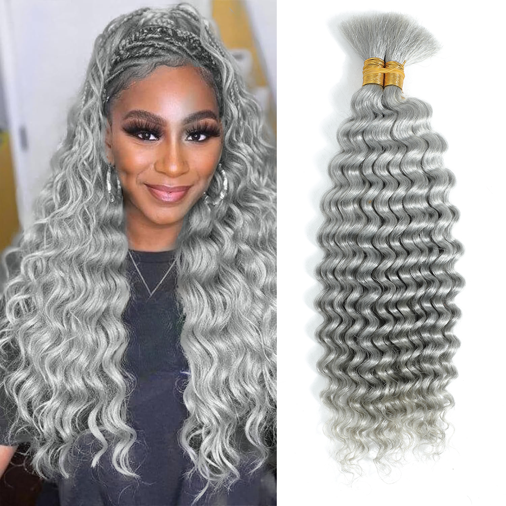 Cinza onda profunda em massa cabelo humano trança loira gengibre encaracolado cabelo brasileiro para extensões de cabelo humano para micro trança sem trama