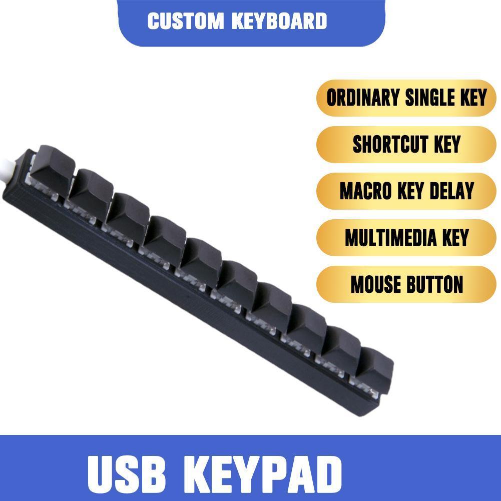 Aangepaste Mini USB bedraad 10-toetsen toetsenbord DIY sneltoetsenbord Zwart USB programmeerbaar macro mechanisch toetsenbord voor pc