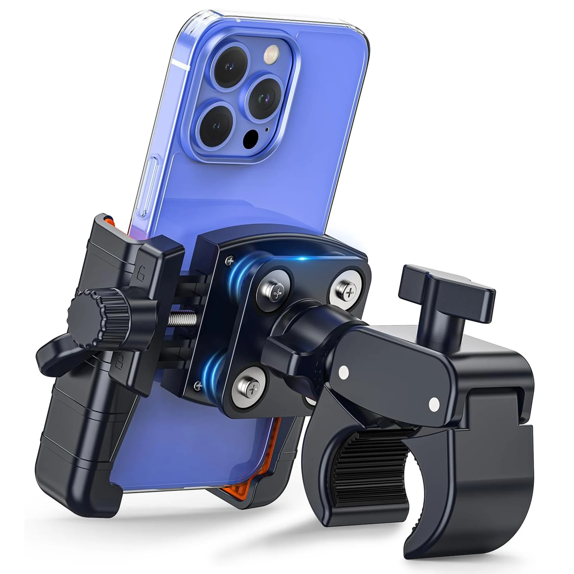 Anti-vibratie telefoonhouder, snel te bevestigen schokbestendige houder voor fiets & motor, geschikt voor iPhone voor rijders, e-bikes, kinderwagens