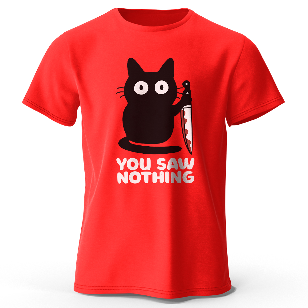 T-shirt basic girocollo in cotone 100% con stampa gatto divertente da donna, maglietta traspirante a maniche corte girocollo unisex adatta per uomo e donna