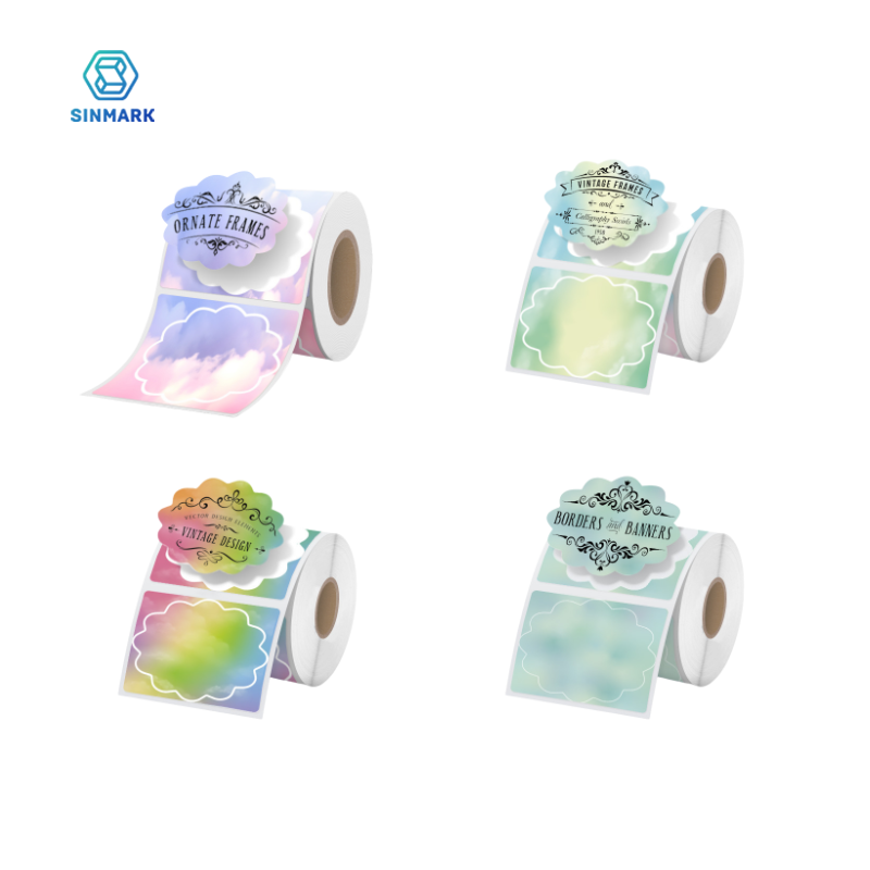 SINMARK étiquette colorée en forme de fleur autocollant thermique autocollant irrégulier étiquette cadeau papier fait à la main bricolage costume pour imprimante Phomemo