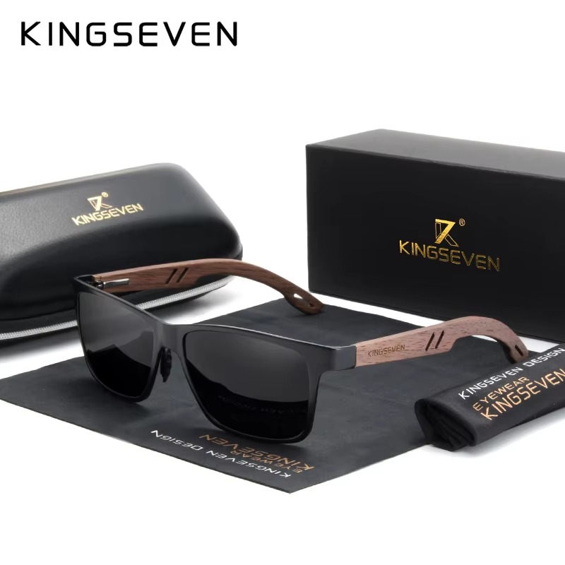 Kingseven marca óculos de sol de madeira alta qualidade retângulo quadro das mulheres dos homens uv400 lente polarizada luxo retro eyewear