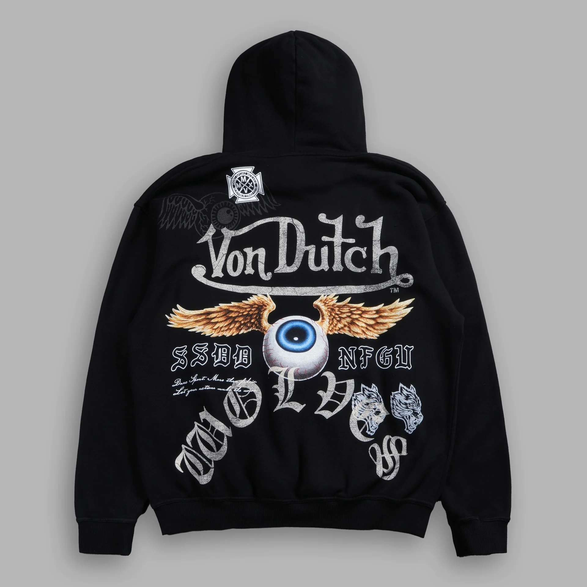 NIEUWE heren oversized hoodies met oogvleugels wolven print vintage zwaargewicht pullover streetwear gothic losse hiphop hooded sweatshirts