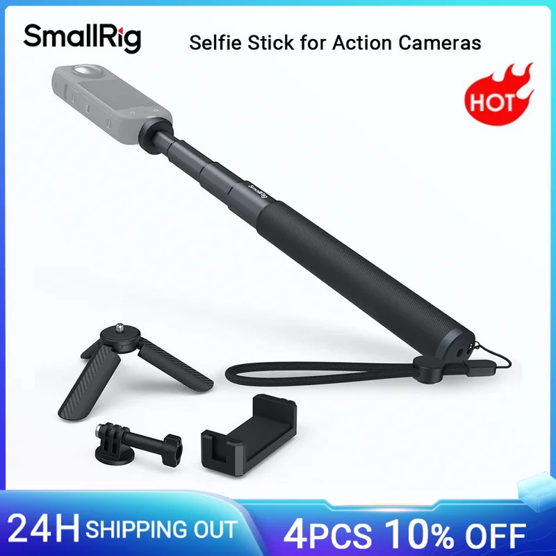 SmallRig Selfie Stick for Action Cameras Support Smartphone for GoPro 12 10 9 8 for Insta360 X3 for DJI Action 3 for AKASO -5403