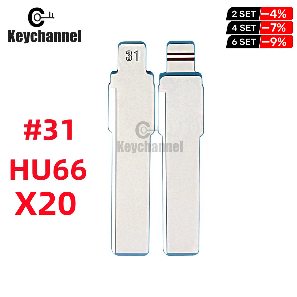 Lâmina chave do carro para Xhorse VVDI, remoto para V-W Polo Tiguan Golf MK6 MK7 Passat, sem cortes HU66, 31 #, 20Pcs