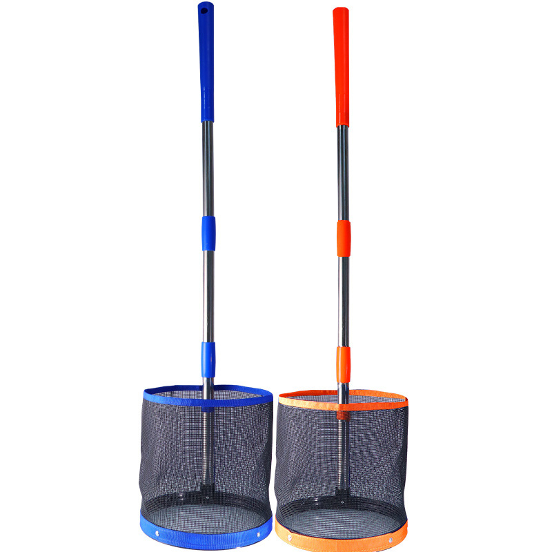 Huieson Table Tennis Ball Picker Bucket 23x23cm with 99cm Detachable Stainless Pole for Professional Table Tennis Training