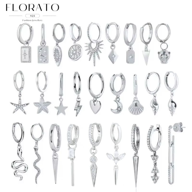 1 paio di orecchini a cerchio di lusso in argento sterling 925 con zirconi, serie di alta qualità, gioielli alla moda