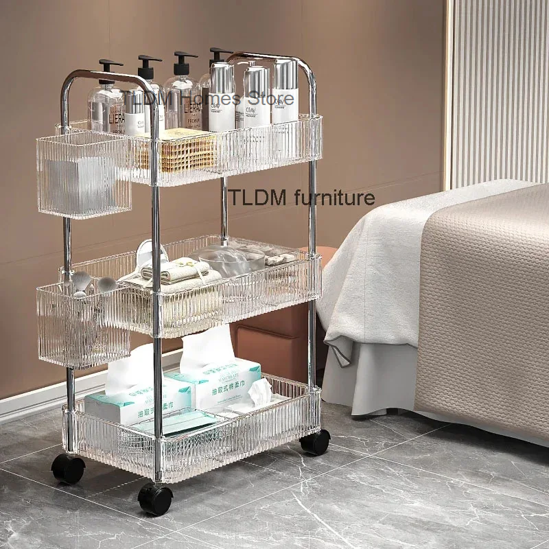 Nordic Acryl Salon Trolleys Schoonheidssalon Speciaal Gereedschap Trolley Opbergrek Huis Extra Trolley Met Wielen Salon Meubels