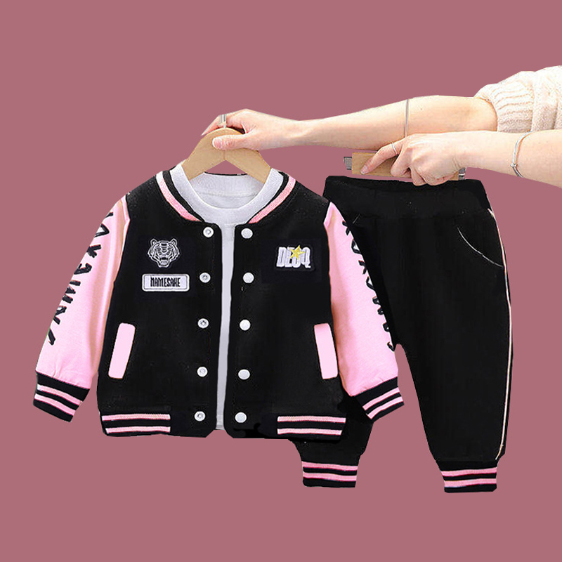 Nova primavera outono bebê meninos conjunto de roupas dos desenhos animados tigre jaqueta beisebol + calças 2 pçs da criança crianças agasalhos roupas