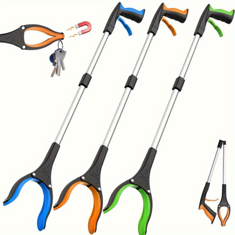 Agarrador de basura de alta resistencia de 32 pulgadas con 360 °   Abrazadera giratoria: liviana, ideal para personas mayores y uso al aire libre, plegable