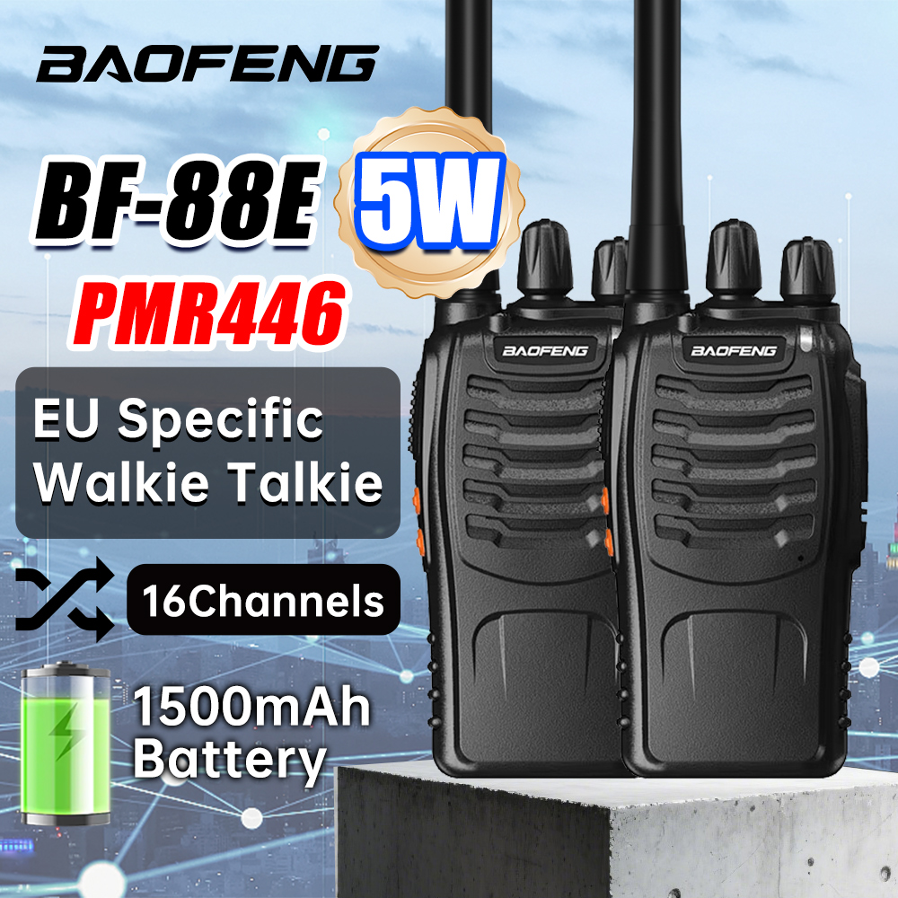 Baofeng BF-88E PMR446MHz Tragbares Zweiwege-Funkgerät 16 Kanäle 1500mAh Akku USB-Ladegerät Ohrhörer für Outdoor-Abenteuer und Familien