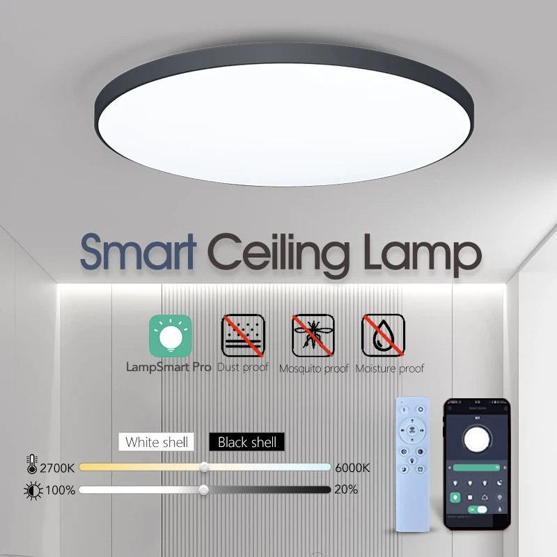 Smart Led-plafondlamp 36W 50W dimbare moderne led-plafondverlichting met APP-afstandsbediening voor slaapkamer woonkamer