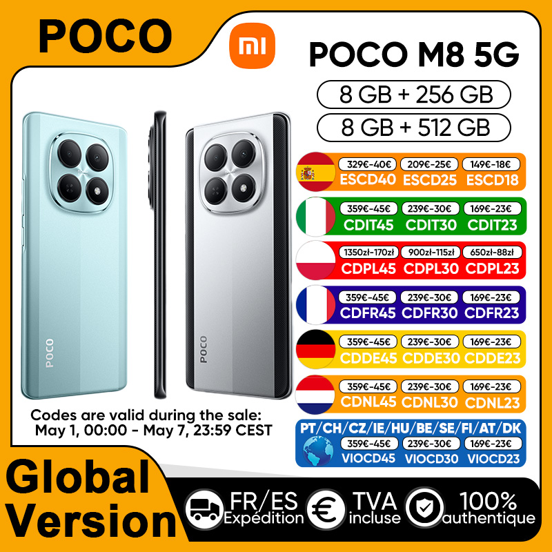 Smartfon POCO M8 5G Global Version z procesorem Snapdragon ®   Platforma 6 Gen 3, ekran Flow AMOLED 6,77 cala, bateria 5520 mAh, główny aparat 50 MP, NFC