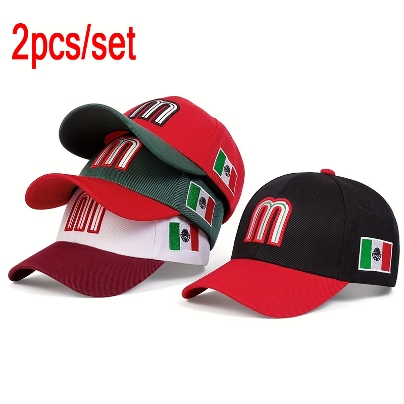 Berretti da baseball unisex con ricamo lettera M Primavera Autunno Cappelli casual regolabili per esterni Cappello per protezione solare