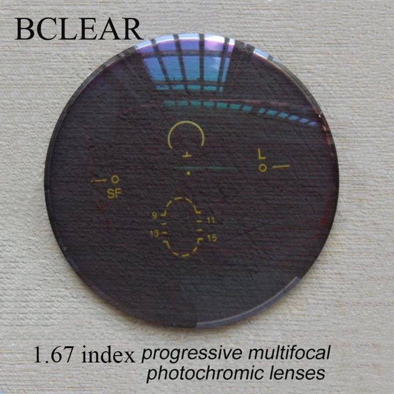 BCLEAR 1.67 Photochromic Abu-abu Coklat Bentuk Bebas Lensa Progresif Multi Fokus Lensa Disesuaikan Jarak Dekat untuk Membaca Miopia