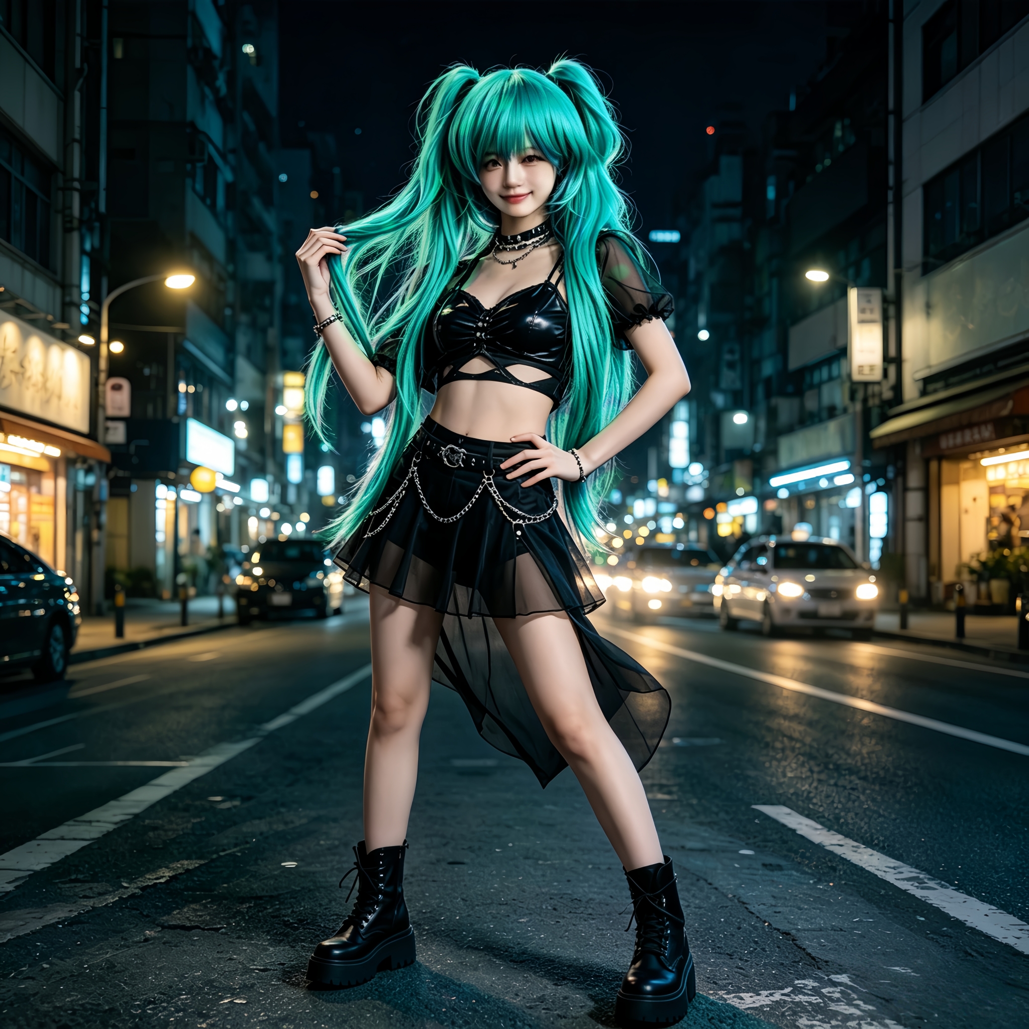 Lange Kunstfaser-Perücke in Grün im Anime-Stil, geeignet für den täglichen Gebrauch, Geburtstage, hitzebeständige Fasern, Rollenspiele