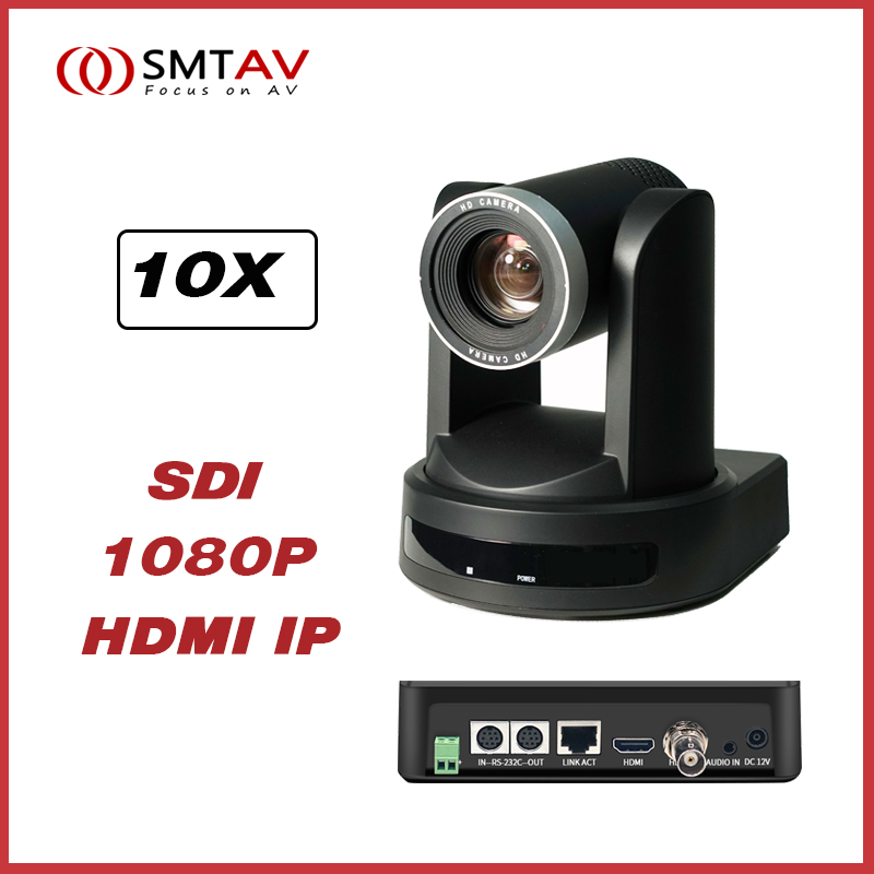 SMTAV-Cámara de conferencia SDI PTZ, Zoom 10X, HDMI, IP, transmisión en vivo, para iglesia, reunión de negocios