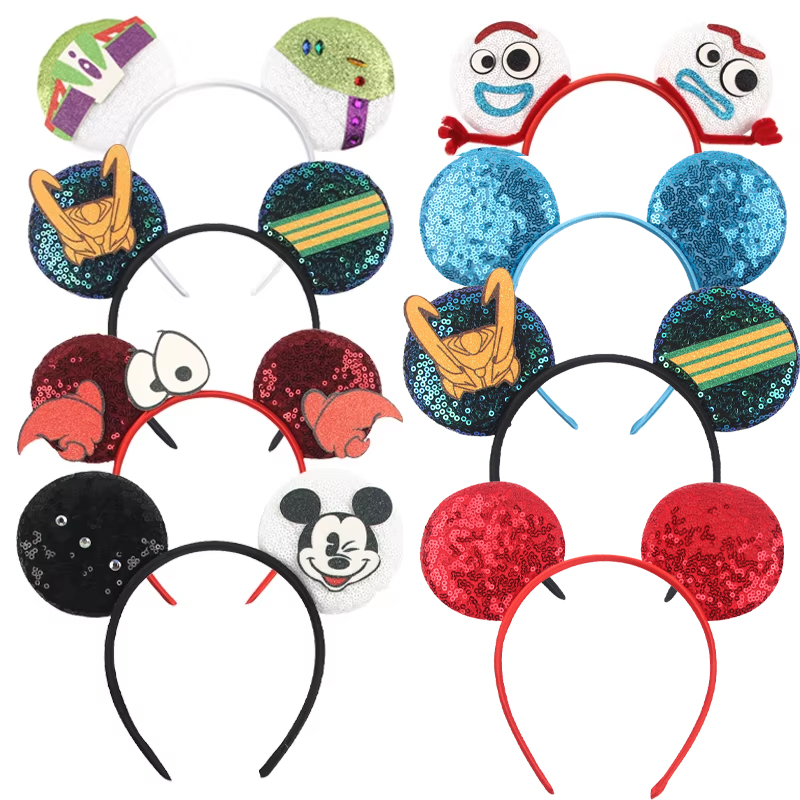 Diadema con orejas de ratón para cosplay, para fiestas y festivales, orejas de 3.3 pulgadas, diadema brillante sin lazo para niños, accesorios para el cabello de dibujos animados DIY