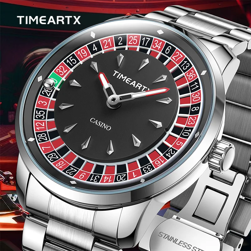 TIMEARTX, nuevos relojes de cuarzo de lujo, reloj de pulsera para hombre con ruleta europea, juego de póker